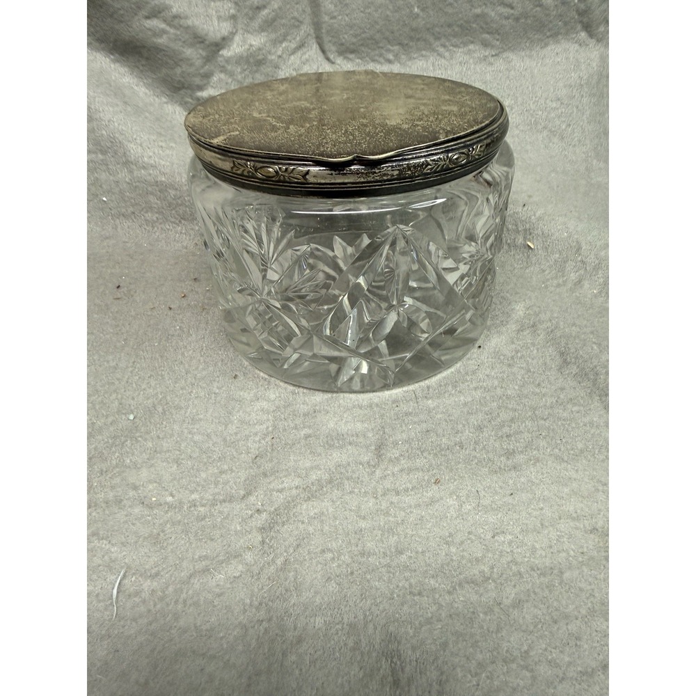 Vintage Cut Crystal  5" Sugar Bowl With E.P.S.N. Silverplate Lid